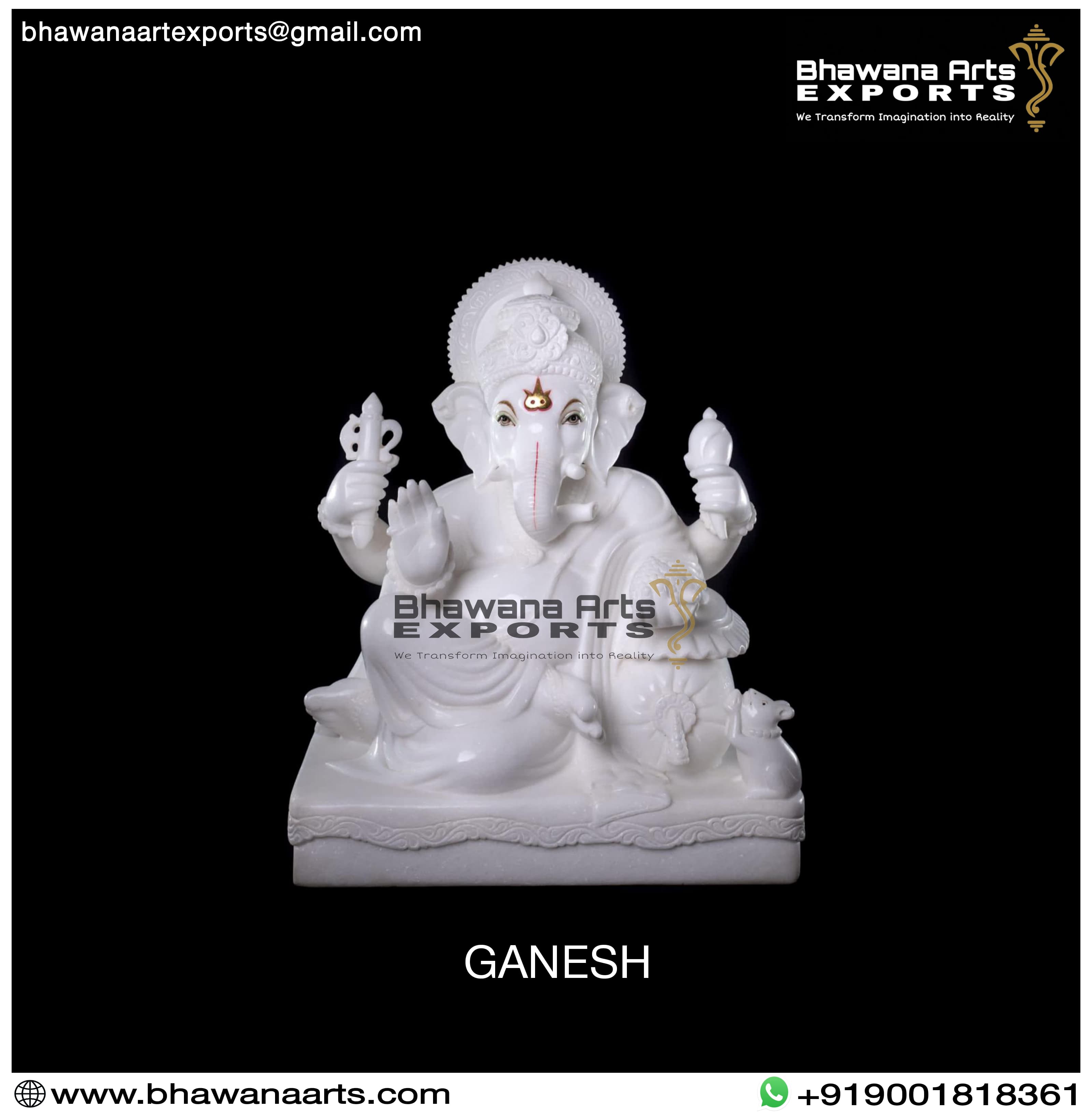 Buy Special Side Sitting Marble Ganesh Moorti for Home