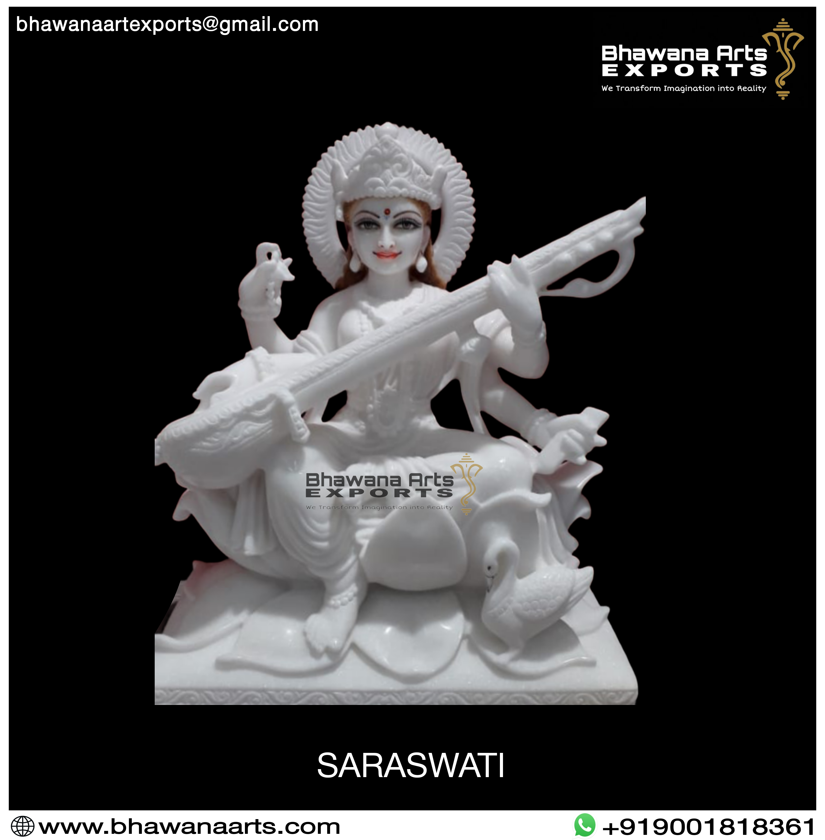 Buy Goddess Saraswati Marble Idol