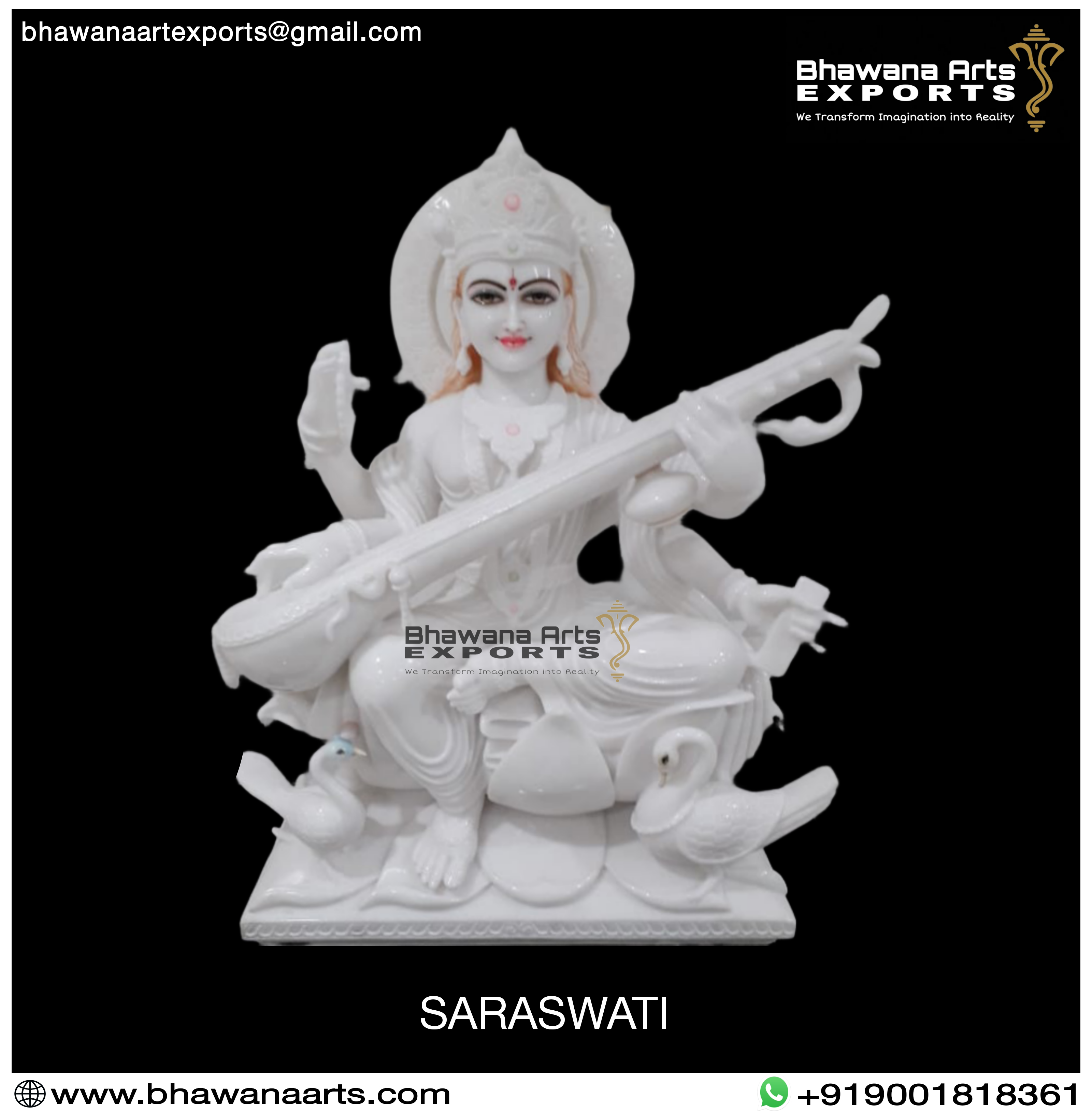 Buy Goddess Saraswati Marble Statue