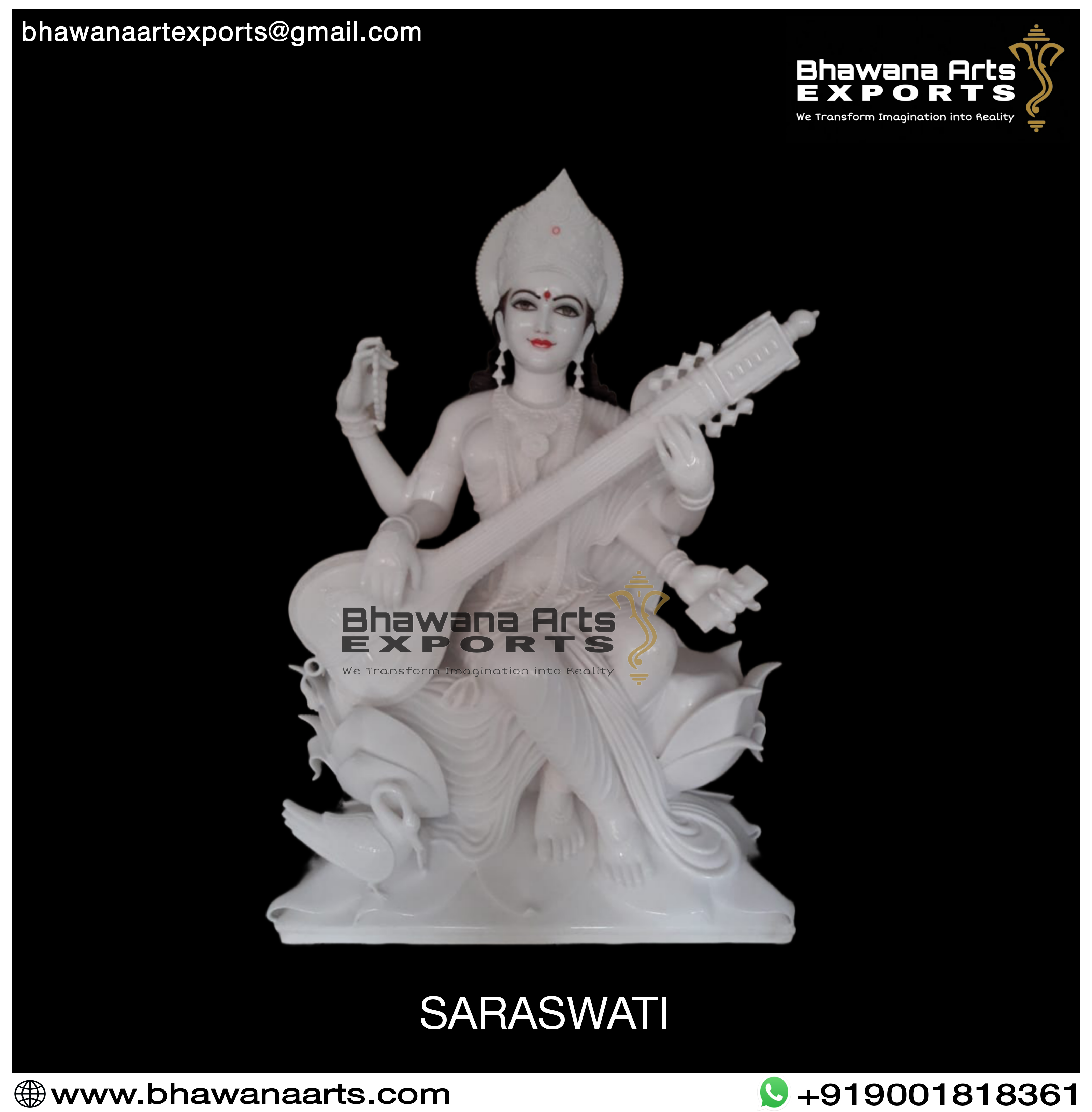 White Saraswati Moorti in Marble
