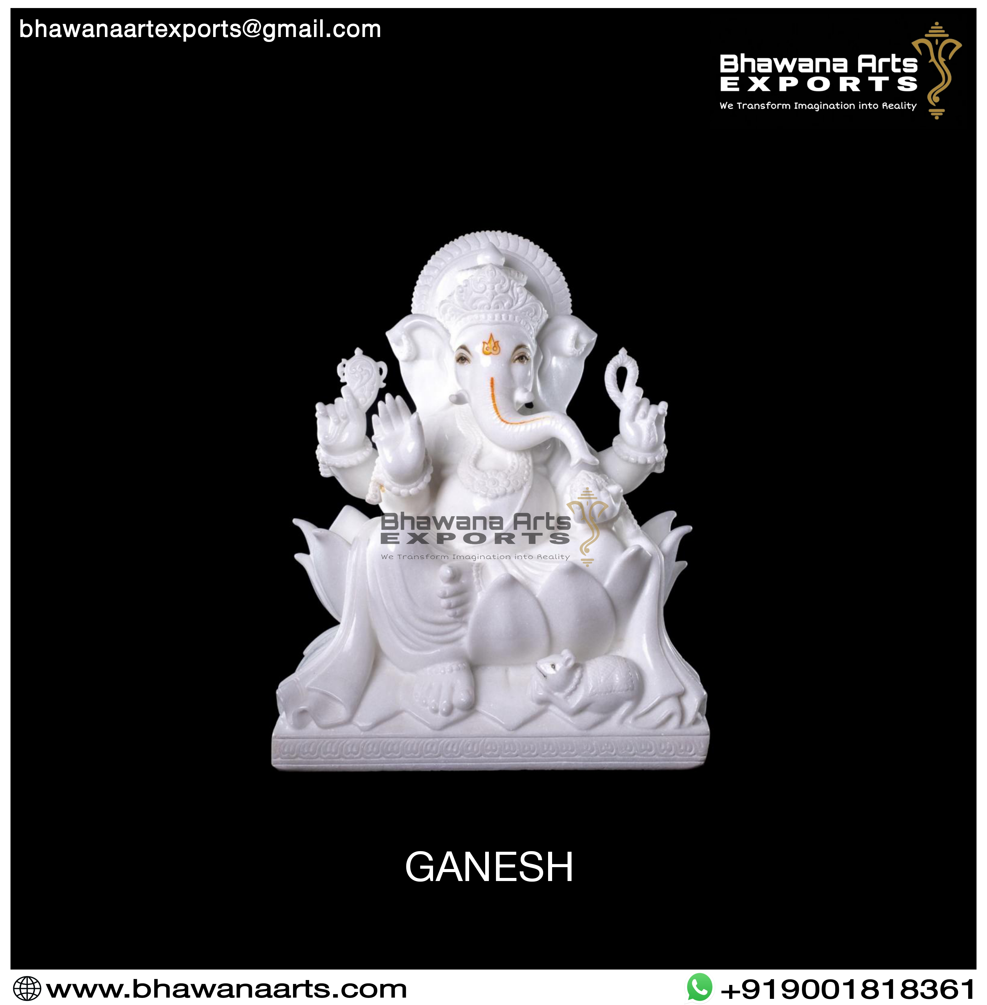 Buy Lord Marble Lotus Ganesha Sculpture