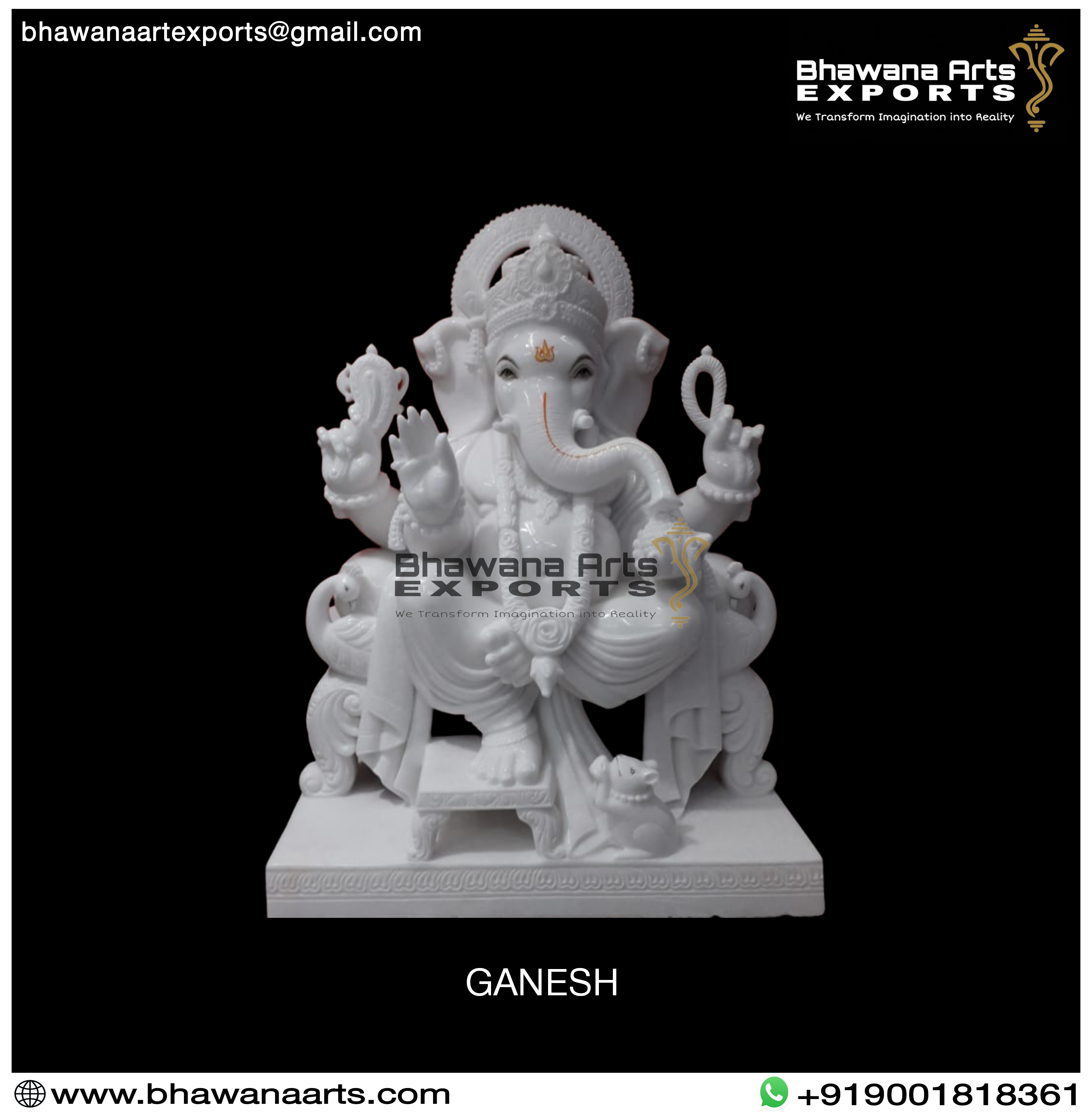 Special Mayur White Artistic Ganesh Idol for Home