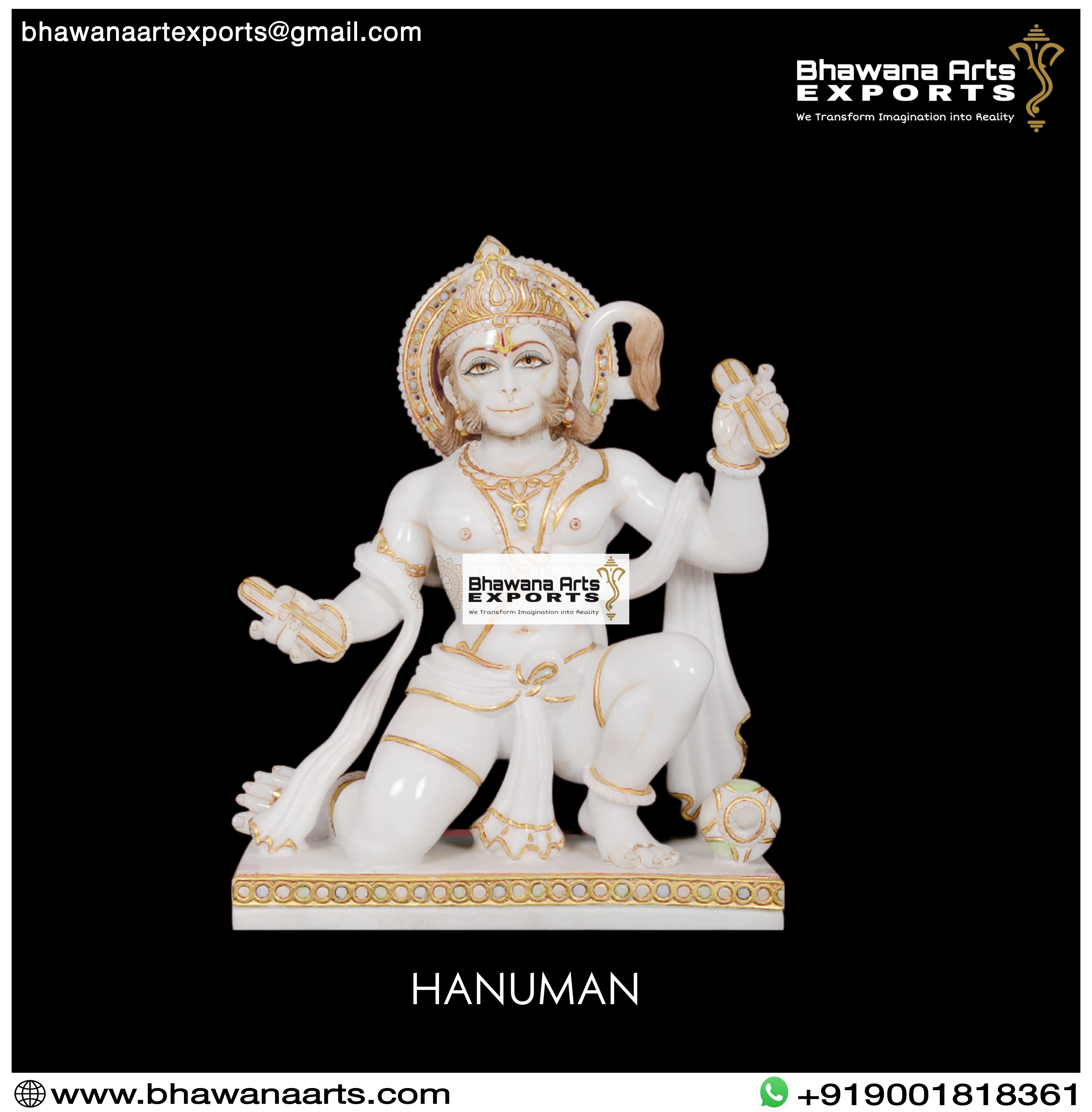 White Marble Lord Hanuman Statue