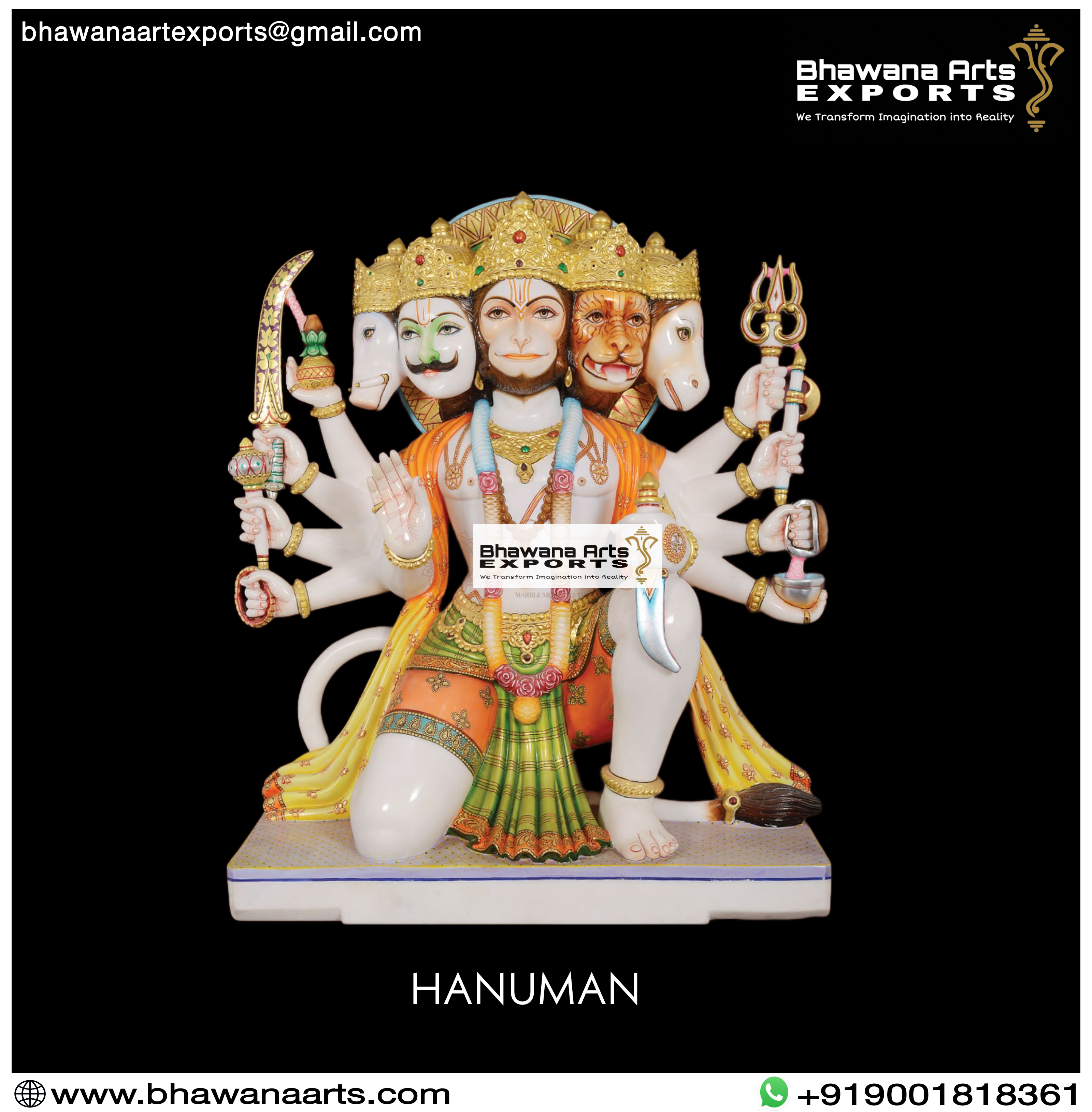 Panchmuki Marble Hanuman Murti