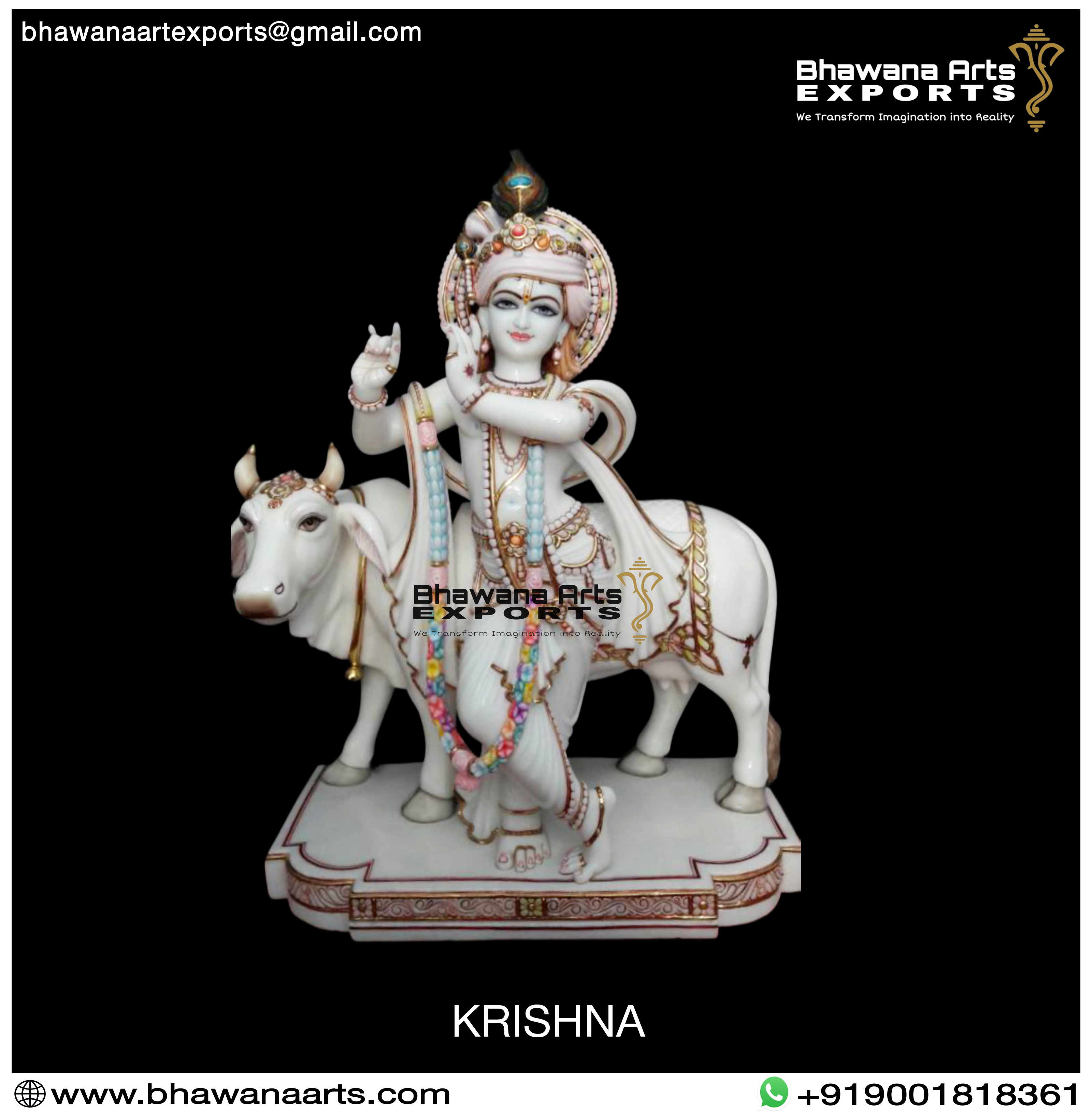 Buy Cow Krishna Idol Marble