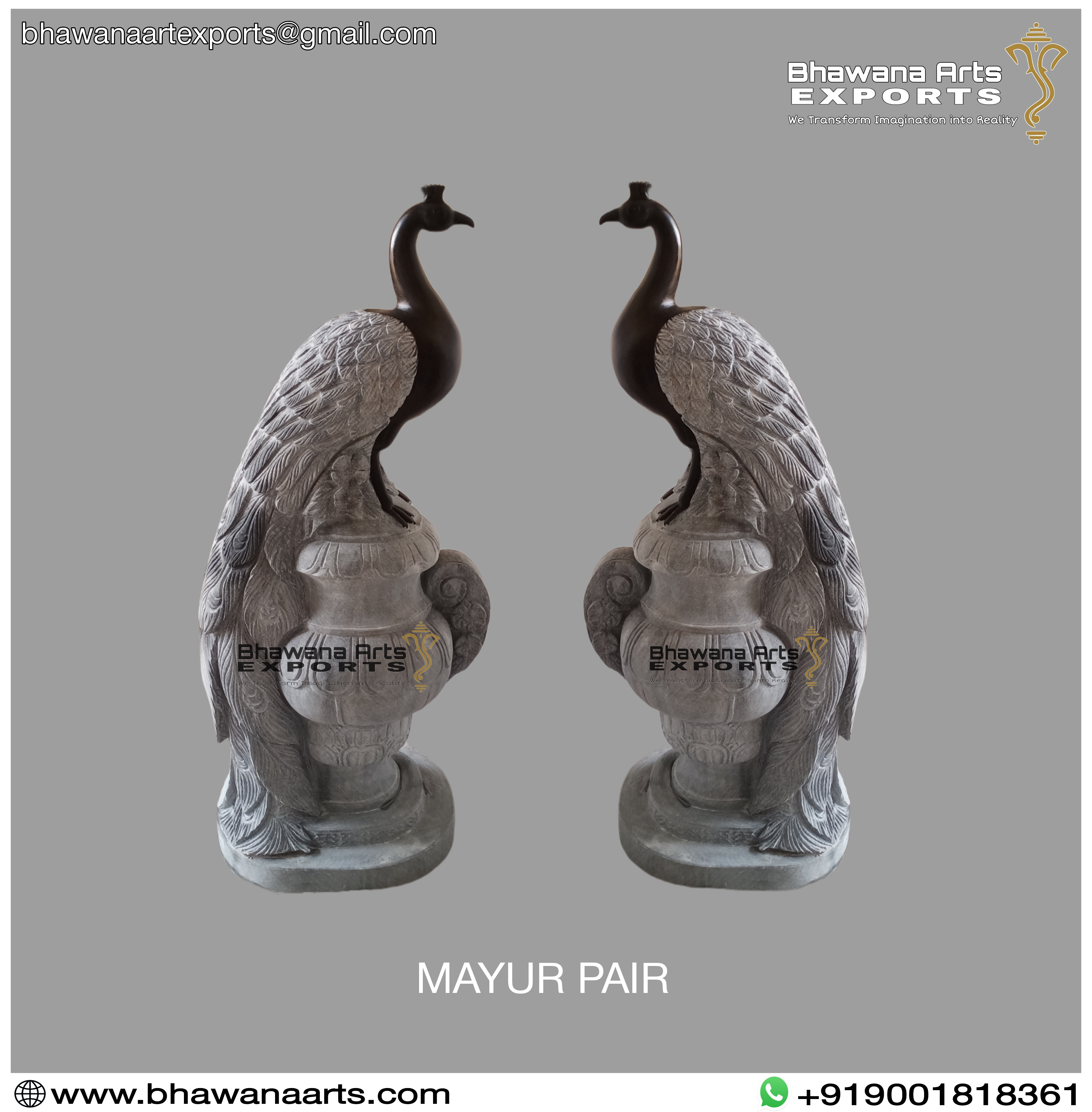 Buy Black Mayur Pair Statue