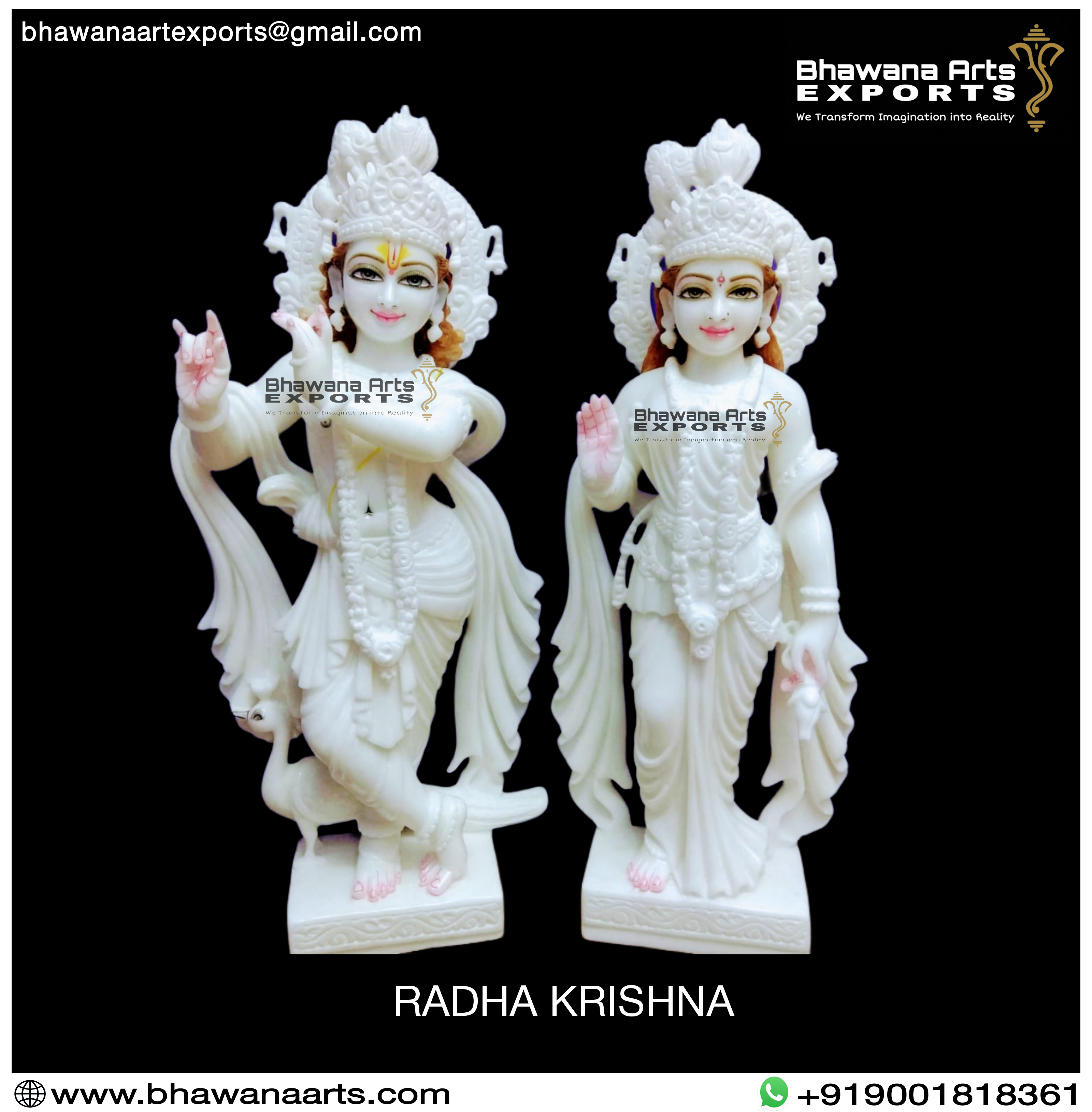 White Marble Radha Krishna Moorti for Temple
