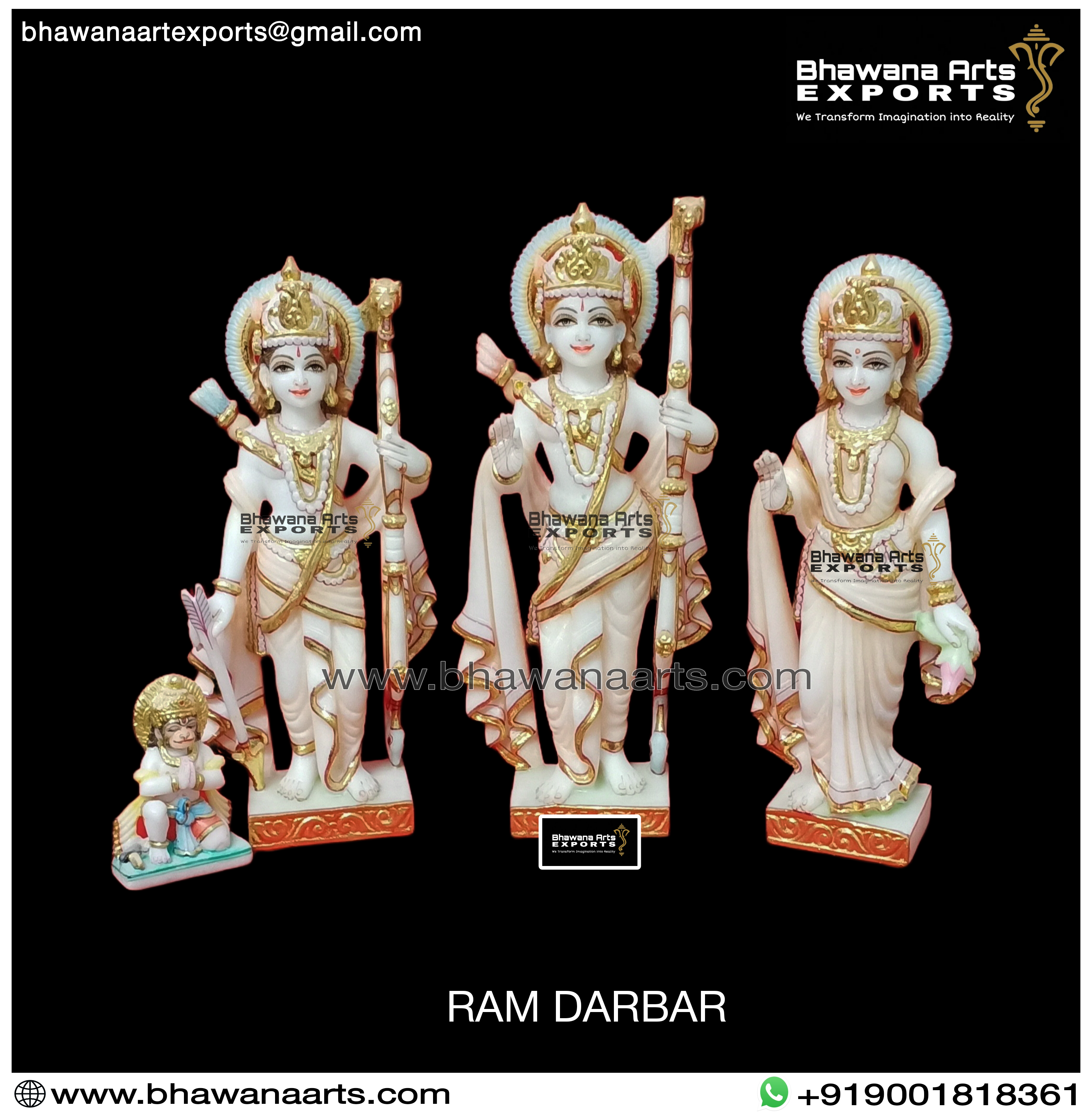 Marble Ram Darbar Moorti with Gold Work