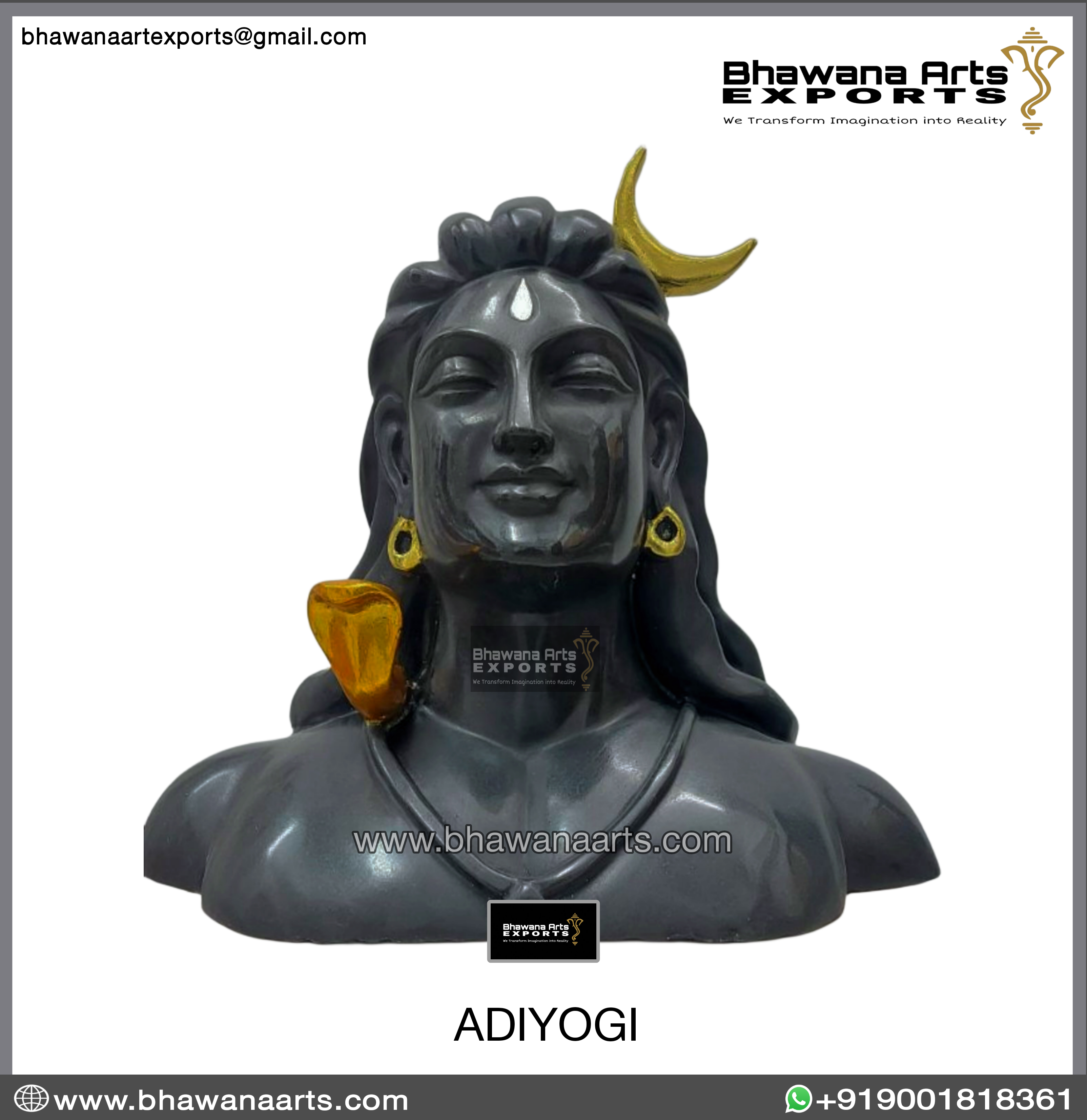 Black Adiyogi Shiv Ji Statue in Marble